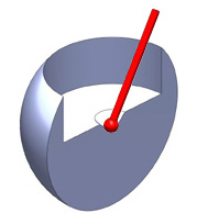 Cutaway view shows 1.5ADP-RPR probe adapter sphere with tip of portable CMM probe (in red) located at the center of the sphere.